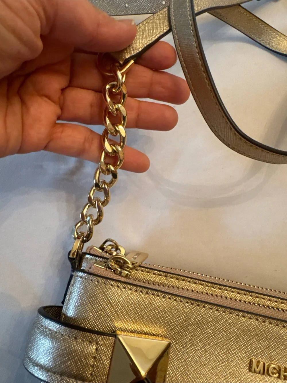 Michael Kors Metallic Gold Crossbody with Chain Strap